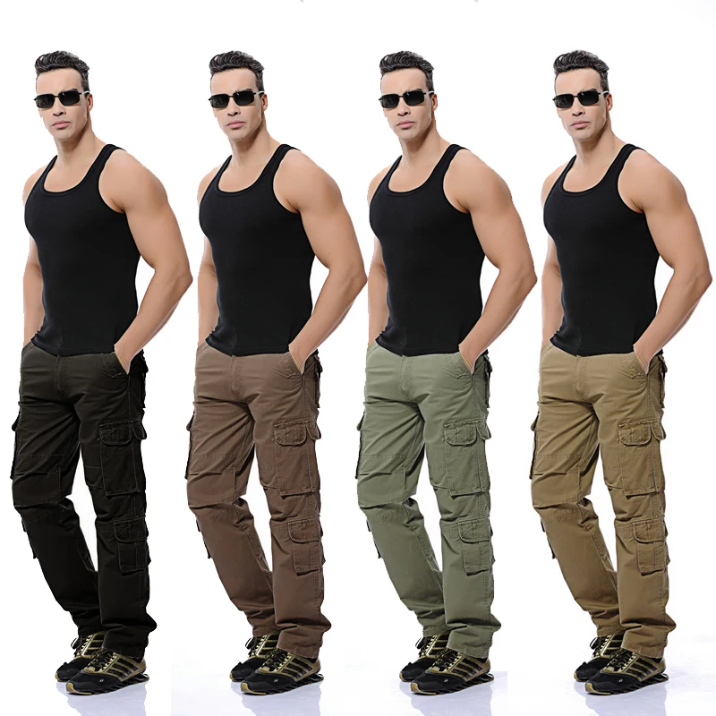 2020 Mens Pants Loose army tactical pants Multi-pocket trousers military Solid color cargo pants fo