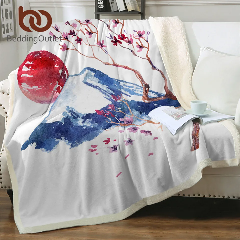 Меховое одеяло BeddingOutlet в виде сакуры японское покрывало для кровати с цветами