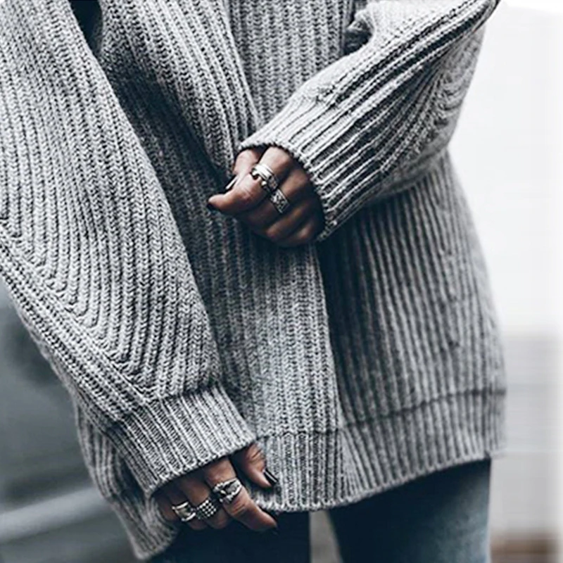 CHICEVER, повседневный вязаный женский свитер, длинный рукав, водолазка, теплый толстый женский свитер, пуловер, осенняя мода, новинка