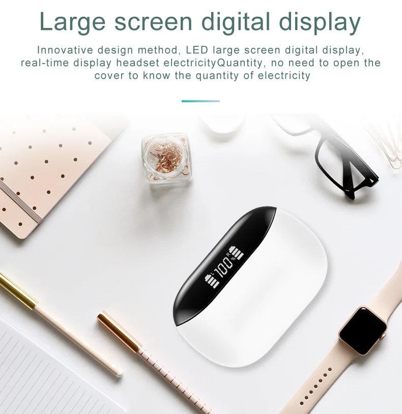 CALETOP TWS Bluetooth 5,0 спортивные наушники с ушным крюком IPX5 водонепроницаемые наушники с светодиодный цифровой дисплей чехол для зарядки
