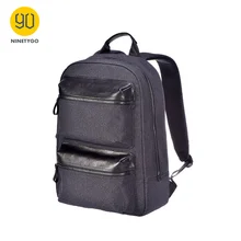 NINETYGO 90FUN бизнес многоцелевой рюкзак Водонепроницаемый рюкзак 15 дюймов Сумка для ноутбука с кожаными полями для мужчин женщин колледж путешествия