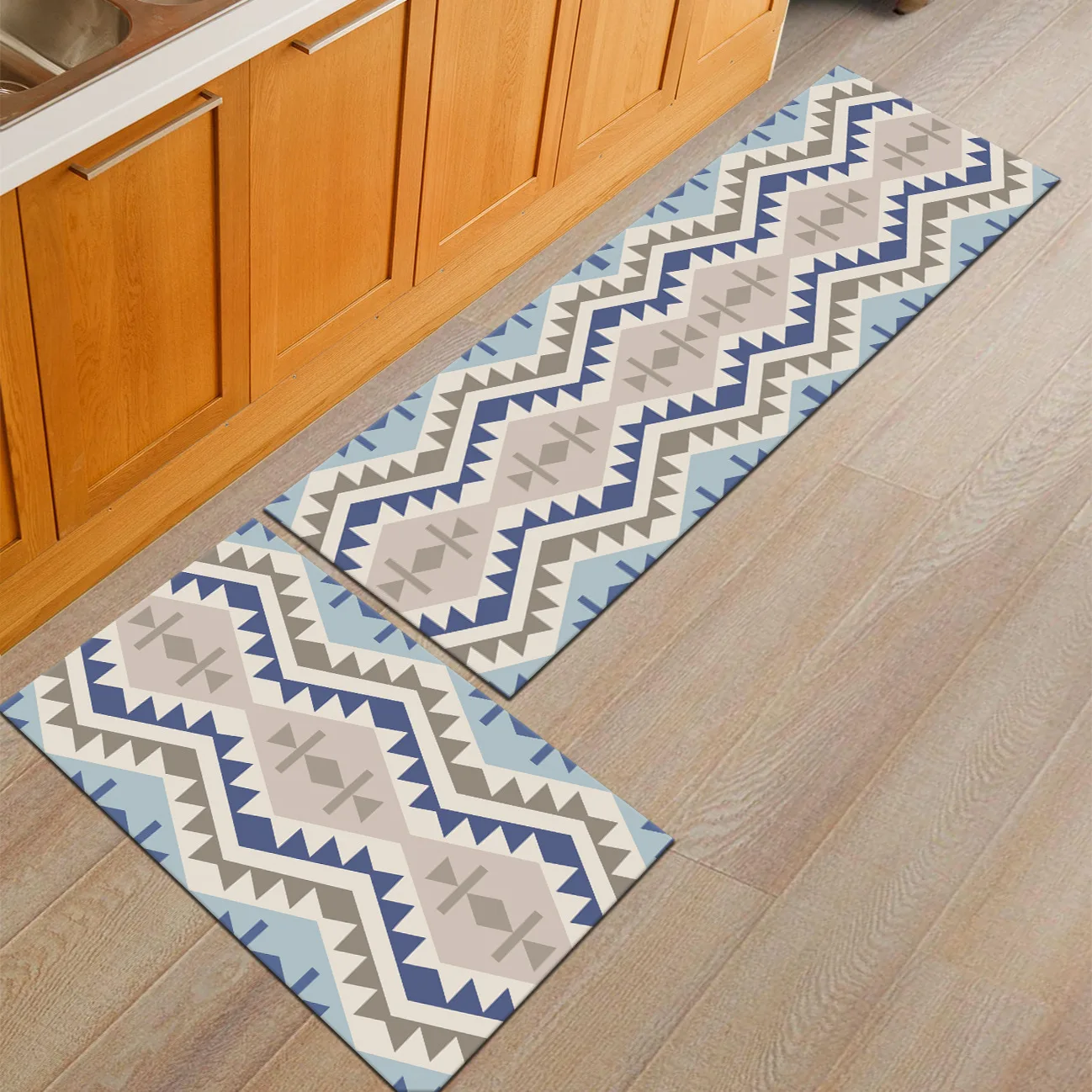 Zeegle Geometric Doormats Flannel Area Rug For Living Room Bedroom Bedside Mats Anti-slip Office Chair Floor Mats Kitchen Rugs