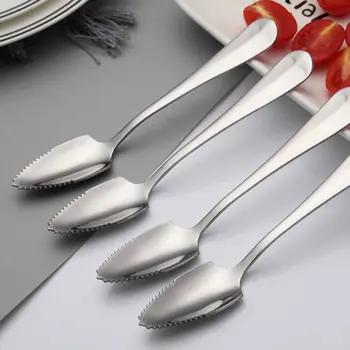 

1PCS Thick Stainless Steel Grapefruit Spoon Dessert Spoon Serrated Edge Ice Tea Dessert Spoon Tableware Kitchen Accessories
