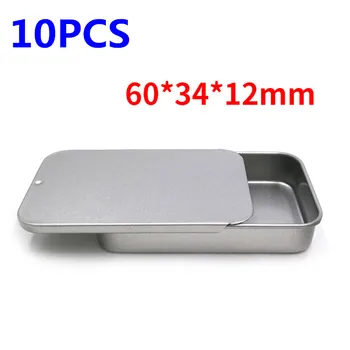 

10Pcs 60x34x11mm Portable Iron Box Slide Cover Storage Box Wedding Jewelry Pill Cases Tin Boxes Container Home Storage