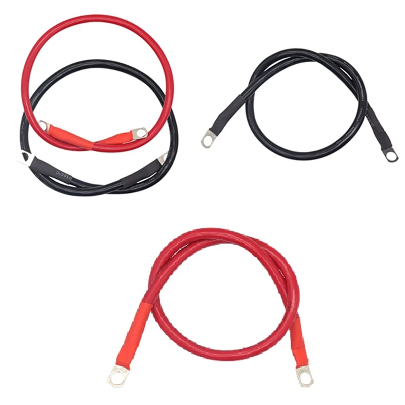 2 Foot 4 AWG Battery Cable Wire with 3/8 inch Ring Terminals Universal