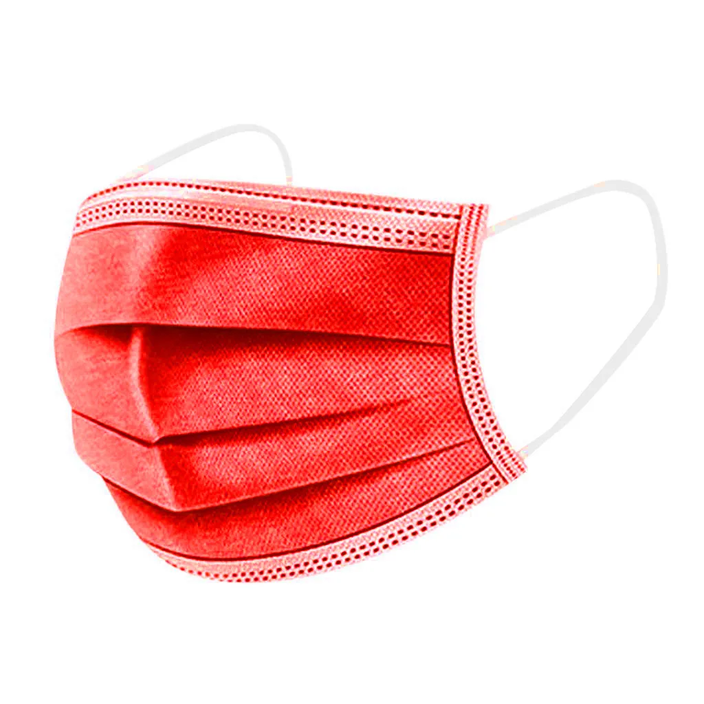 10/20/30/40/50/60/70/80/90/100/200pc Disposable Face Mask Red Mouth Masks Personal Mask 3ply Ear Loop Masks Mascarillas 6