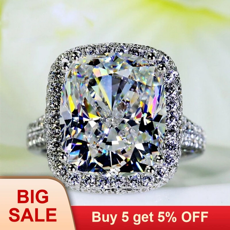 Роскошные величественные ощущения 10ct камень 5А Циркон Cz 14KT белое золото