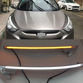 

CSCSNL 1 Pair LED Daytime Running Light Yellow Turn Signal Relay Car Headlight Eyebrow For Hyundai IX35 2010 2011 2012 2013