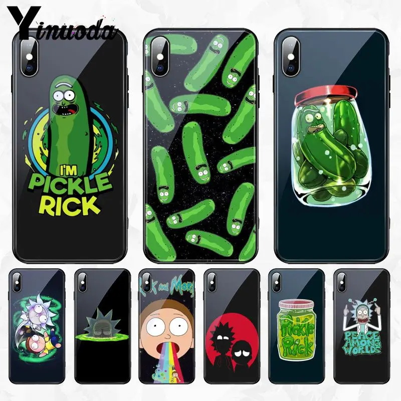 

Yinuoda Rick Morty Pickle DIY Printing Special Offer Tempered glass Phone Case Cover for Apple iPhone 8 7 6 6S Plus X XS MAX XR