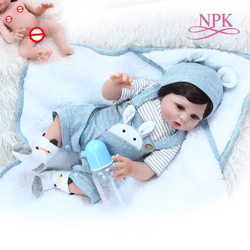 

48CM lifelike doll reborn baby doll full body soft silicone flexible cuddly sweet newborn baby with blanket