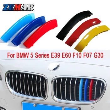 Atreus ABS 자동차 그릴 스티커 스트립 커버 트림 클립, BMW E39 E60 E61 F10 F11 G30 G31 F07 5 시리즈 GT M 스타일 액세서리, 3 개