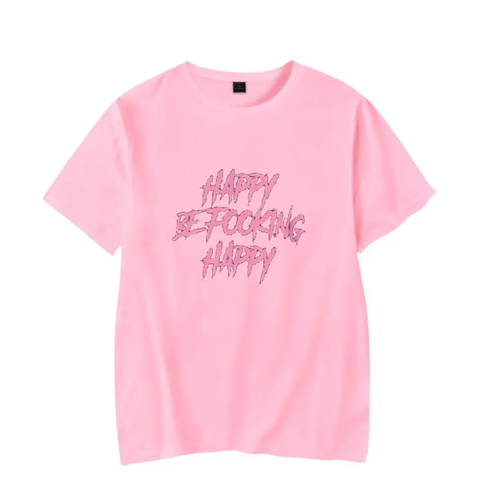 Коллекция года, футболка в стиле хип-хоп yungblud be fooking happy Женская/Мужская/детская футболка Летняя футболка в стиле Харадзюку из хлопка и полиэстера принт k-pop - Цвет: pink