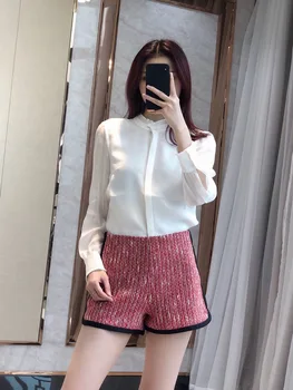 

Women Tweed Shorts Small fragrance Zipper Shorts 2019 New