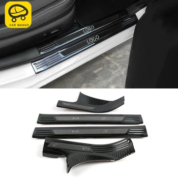 

CanMango For Tesla Model 3 2017 2018 2019 Car Door Threshold Sill Scuff Plate Guard Welcome Pedal Stickers Exterior Accessories