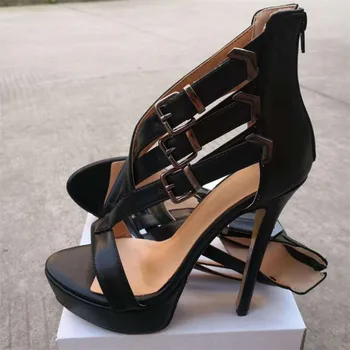 

New style shoes woman Women's sandals High quality Big code 13-15cm Thin Heels sandals Fashion Show 35-46 47 BBZAI