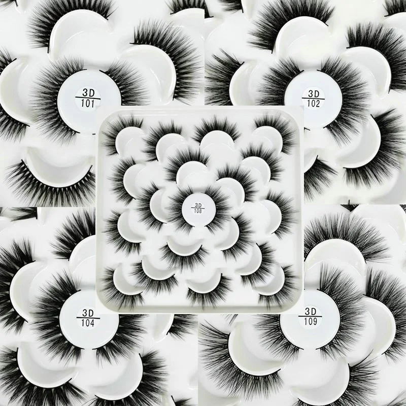 

10 Pairs Of lotus Plate False Eyelashes 3D Natural Thick Eyelashes Multiple Models Black Nature Soft Handmade Beauty Tools