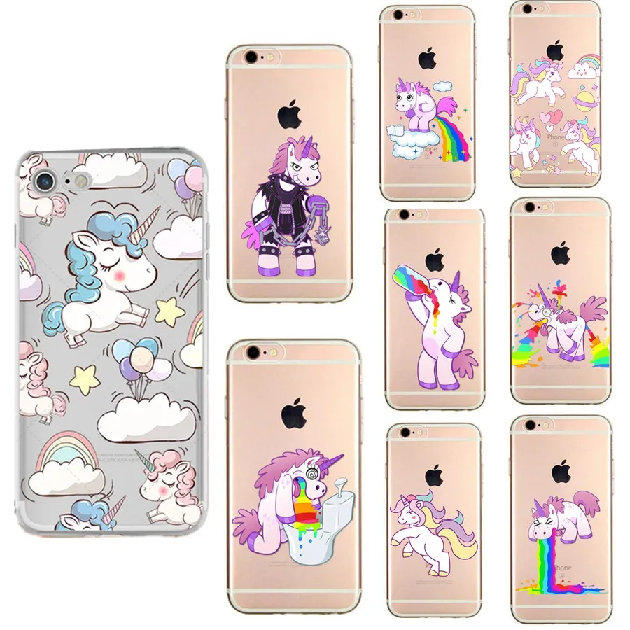 

Cute Unicorn Hippo Rainbow Horse Pattern Soft Silicon For Iphone 6S Case Cover for IPhone 6 6S 7 8 Plus 5 5S SE X Coque Capa