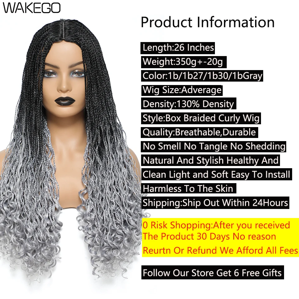 Foresee Ødelægge skøjte 26inch Box Braid Wigs For Black Women Ombre Blonde Curly Synthetic Braiding Hair  Wig Box Braided Wigs Fake Scalp DIY Cosplay Wig - AliExpress