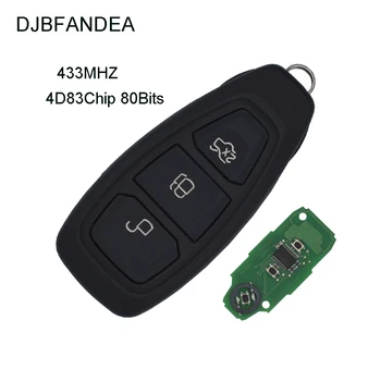 

DJBFANDEA 4D83 80Bit 433MHz FSK Signal 3Buttons Remote Car Keyless Controls For Ford Focus C-MAX Fiesta With HU101 Blade