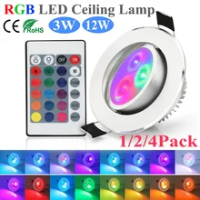 Plafonnier LED RGB 3/12W avec télécommande intelligente, éclairage d'intérieur à intensité réglable, luminaire décoratif de plafond, AC85 265V diodes, D30