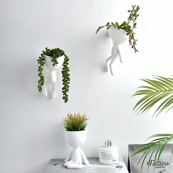 

Nordic Tree Man Flower Pot Planters Plants Pot Wall Modern Pot Plant Wall Pots Wall Flowerpot Cute White Planter