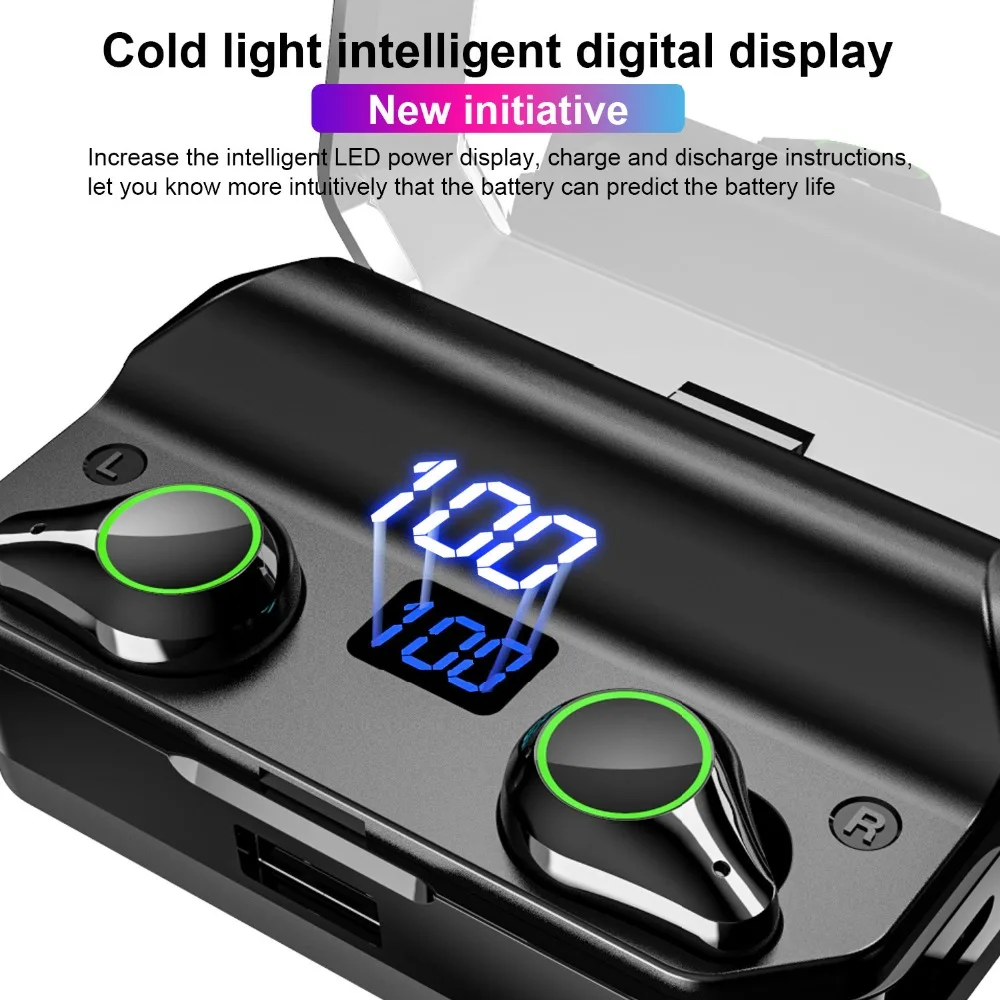 Mitvaz T9 TWS Bluetooth 5,0 наушники 9D стерео беспроводные наушники IPX7 водонепроницаемые 7000 мАч светодиодный внешний Смарт-аккумулятор держатель телефона