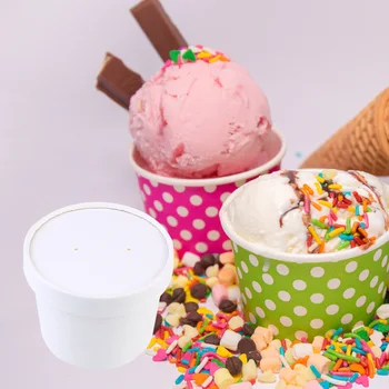 

25 Sets of Ice Cream Box Kraft Ice Cream Box Simple Durable Ice Cream Storage Box (Bowl and Cap)