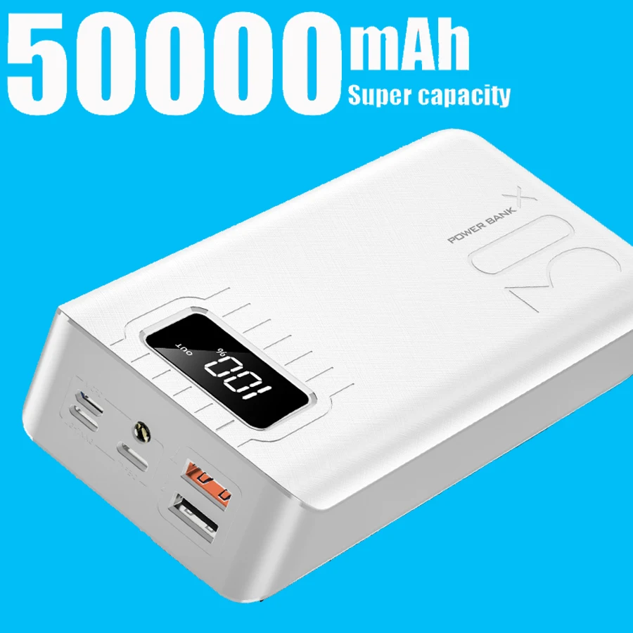 

Power Bank 50000mah 18650 External Battery PoverBank 2 USB LED Powerbank Type-c Portable Mobile phone Charger for Huawei Xiaomi