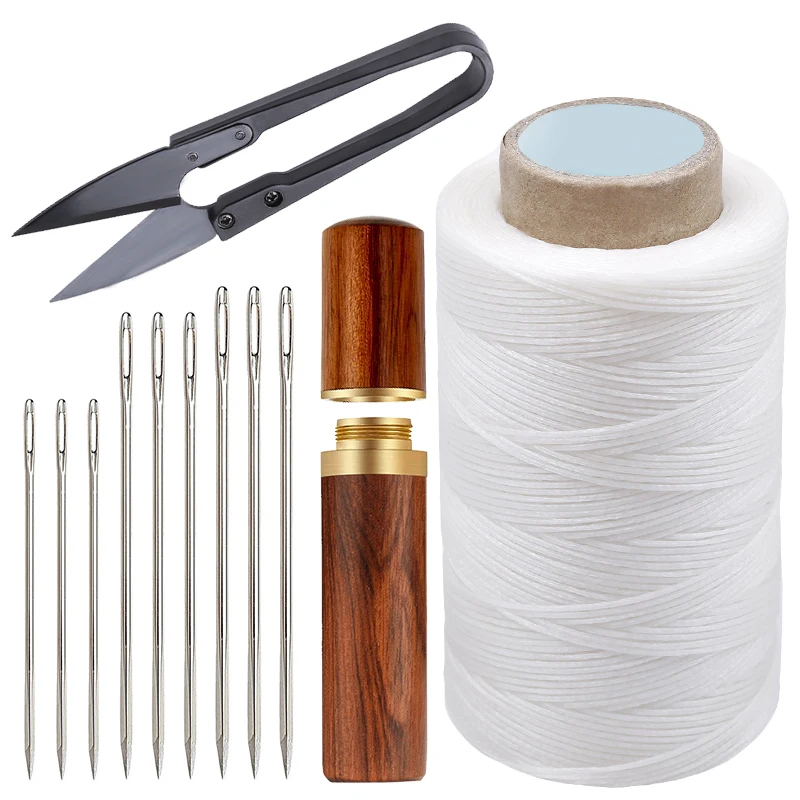 

LMDZ Light White Leather Sewing Waxed Thread U Shape Clippers Scissor Leather Sewing Needles for Embroidery Leather Craft DIY