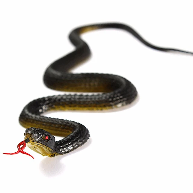 Black and yellow snake simulation snake fake snake small snake soft rubber snake plastic whole scary toy 3
