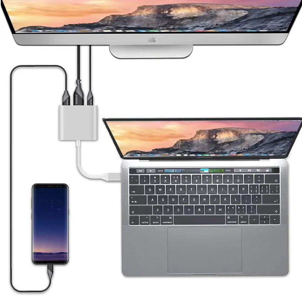 Usb c HDMI type c Hdmi mac 3,1 конвертер адаптер type c в hdmi HDMI/USB 3,0/type-C Алюминиевый адаптер для Macbook