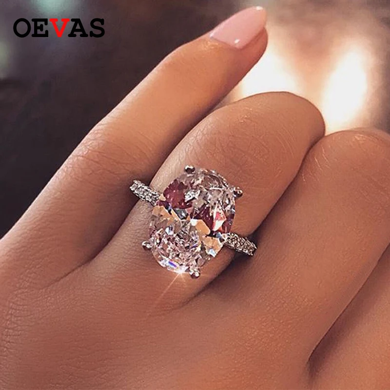 OEVAS Classic 100% 925 Sterling Silver 9 CT Oval Created Moissanite Gemstone Wedding Engagement Ring Fine Jewelry Gift Wholesale OEVAS Classic 100% 925 Sterling Silver 9 CT Oval Created Moissanite Gemstone Wedding Engagement Ring Fine Jewelry Gift Wholesale