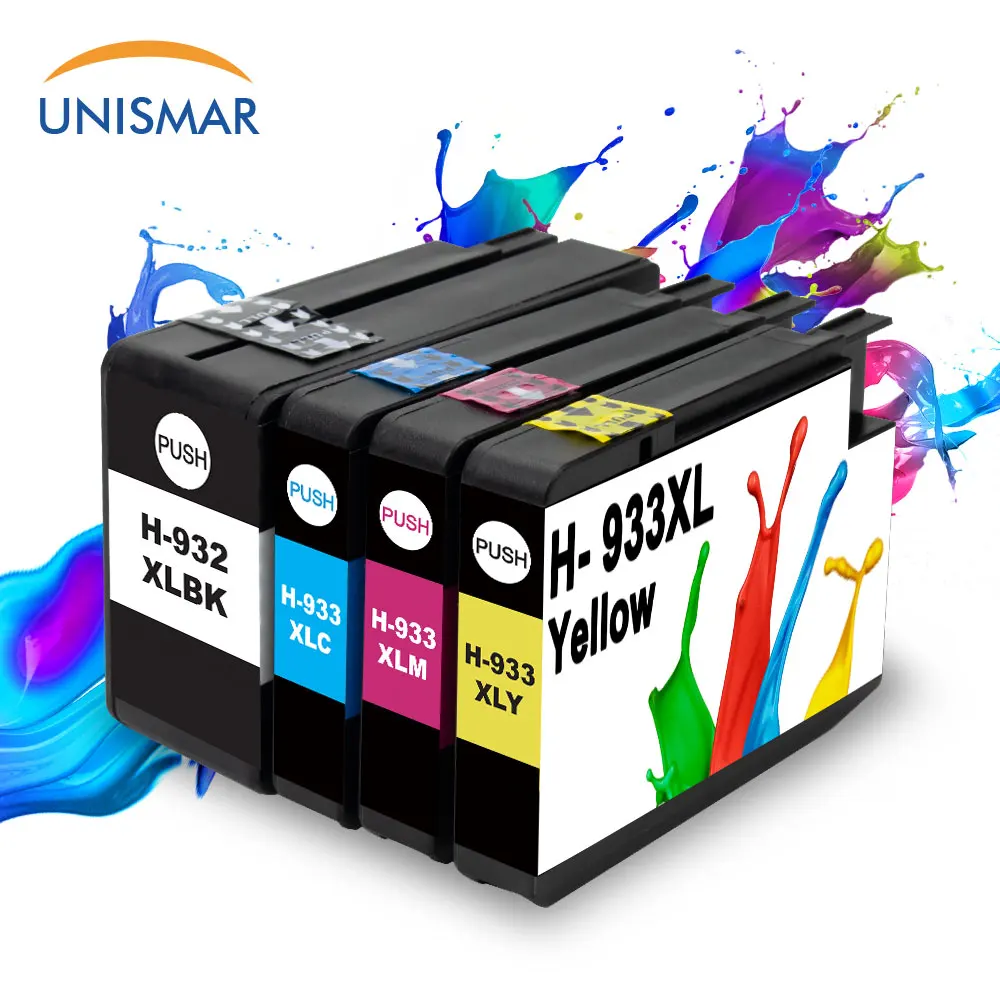 Unismar 4 шт 932XL 933 для HP 932 933XL чернильный картридж принтера совместимый Officejet 6100 6600 6700