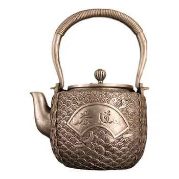 

LaoJunLu Pure Copper Gilt Silver Inlaid Gem Teapot Imitation antique bronze masterpiece collection of solitary Chinese