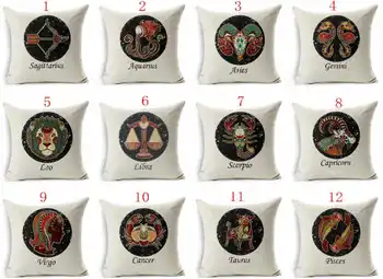 

Popular Zodiac 12 Pattern Cotton Linen Pillowcase Home Cover Signs Cushion Pillow Case