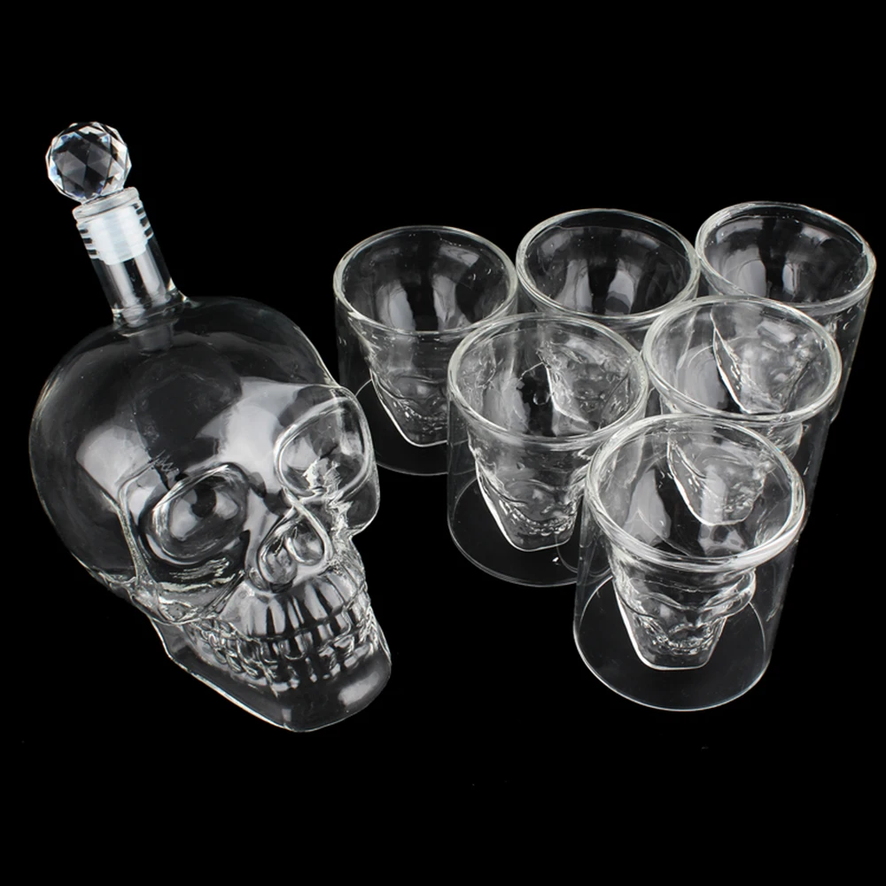 6 двойных/Набор стеклянных стаканчиков в форме скелета, посуда для питья, посуда для напитков, бокал для виски, es, Термостойкое для пива, вина