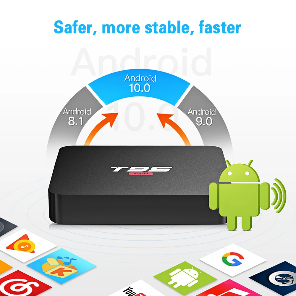 ТВ приставка T95 супер, Android 10 ТВ приставка 2 ГБ DDR3 16 Гб EMMC Allwinner H3 четырехъядерный с поддержкой WiFi 2,4 ГГц 3D 4K Android приставка