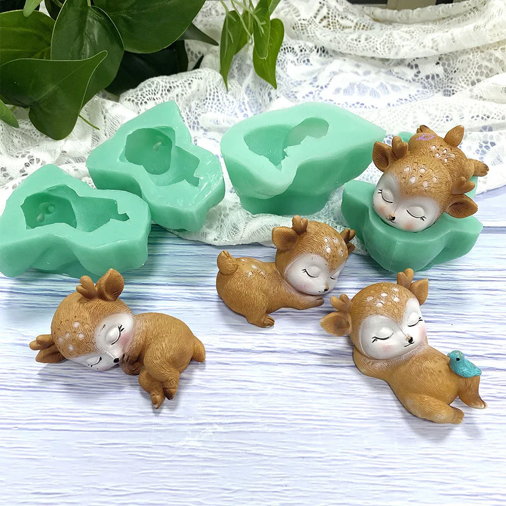 Силиконовая 3D форма с милым оленем для помадки шоколада капкейка десерта