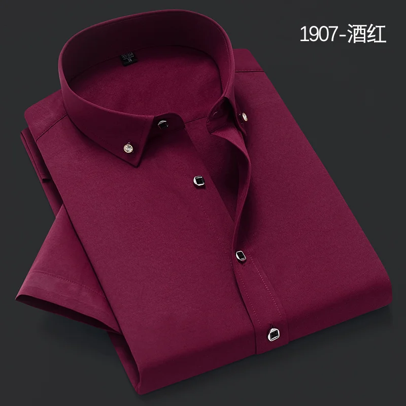 Men Short Sleeve Shirt Formal Casual Cotton Shirt