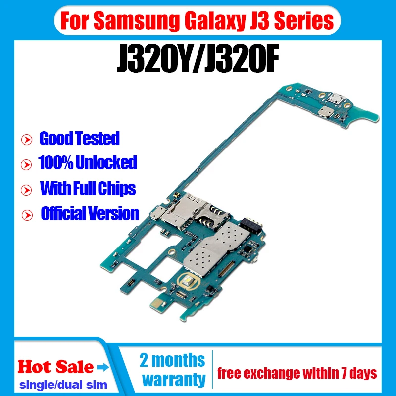 Оригинальная разблокированная материнская плата для Samsung Galaxy J3 J320Y/J320F|Антенны