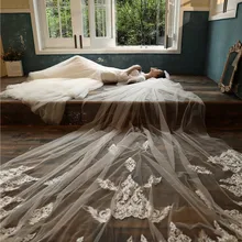 Favordear высокое качество кромка 3 м свадебная фата длиной с румяна въелось De Noiva Фата невесты, свадебные аксессуары, новое поступление