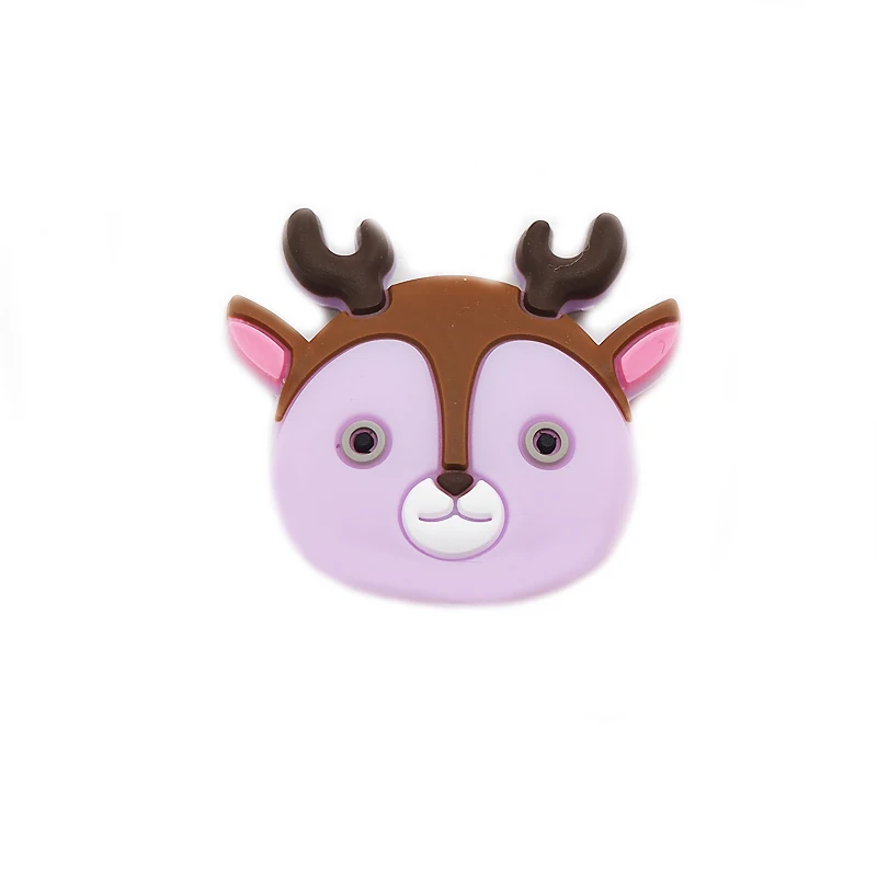 Lilac Chenkai 50 шт. BPA Бесплатно Силиконовые головы оленя бисера Детские Прорезывания Зубов Ожерелье Бисер для ребенка Жевательная манекен Мультфильм Аксессуары для соски - Цвет: Lilac
