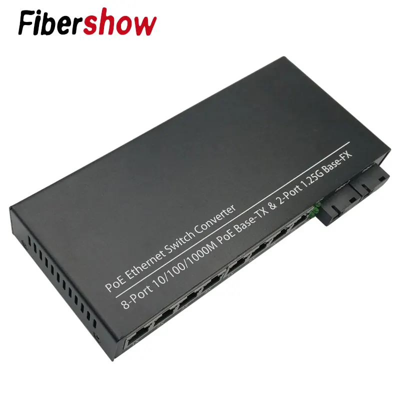 POE 8 RJ45 2 SC волоконный гигабитный Ethernet коммутатор волоконно оптический