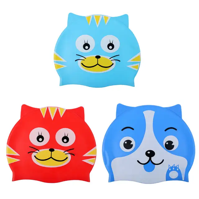 Online Shop Children Kid Boy Girl Silicone Swimming Bathing Cartoon Cat Puppy Hat Cap Swimming Caps Aliexpress Mobile