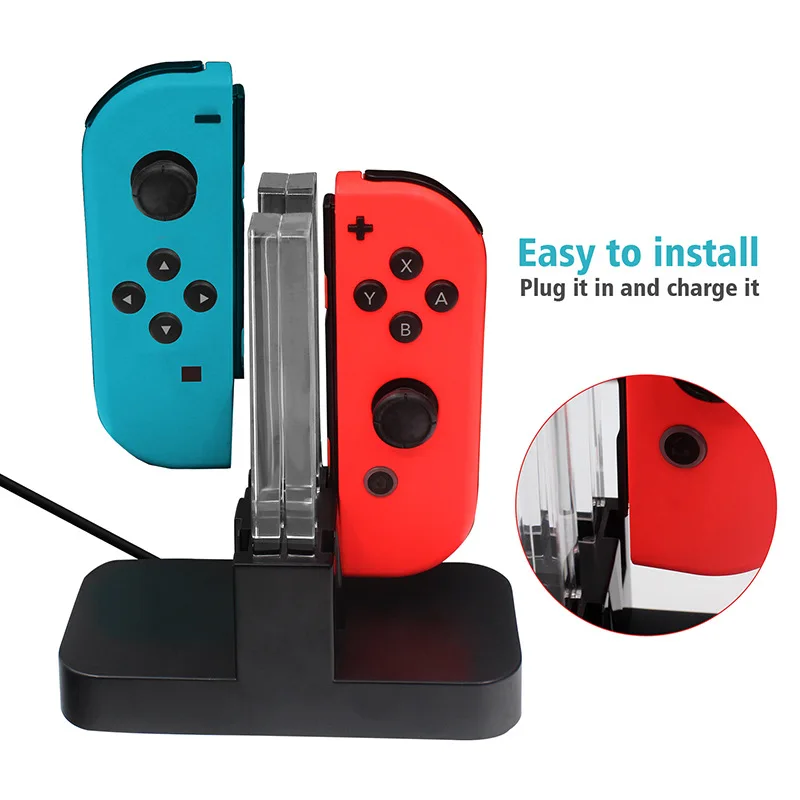 Зарядная док станция для контроллера Nintendo Switch Joy con светодиодная Зарядка геймпад