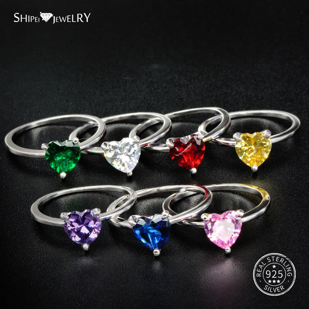 Shipei созданное муассанитом кольцо в форме сердца для женщин, хорошее ювелирное изделие, серебро 925 пробы, кольцо в виде сердца, Подарок на годовщину, День святого Валентина