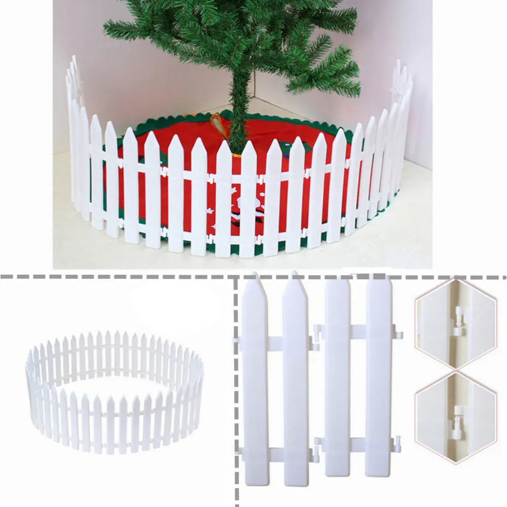 50pcs DIY White Plastic Christmas Tree Fence Rail Xmas House Party Decoration 