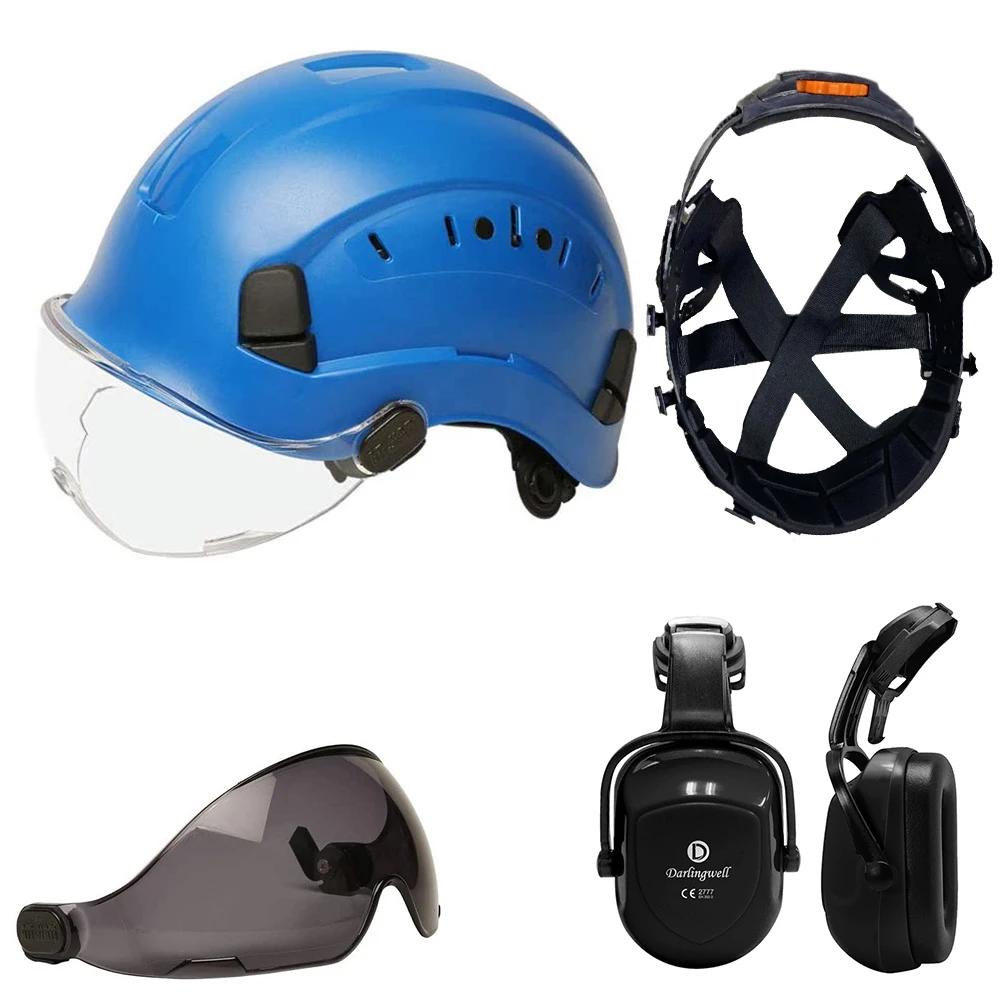 4pcs/set CE EU Safety Helmet Visor Earmuff Lining Accessories Set Construction Hard Hat Protective for Engineers Work Cap | Безопасность