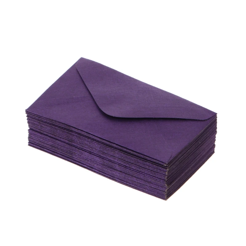 50 шт красочные новые ретро пустые Мини бумажные конверты свадебные приглашения Поздравительные открытки подарок - Цвет: Фиолетовый