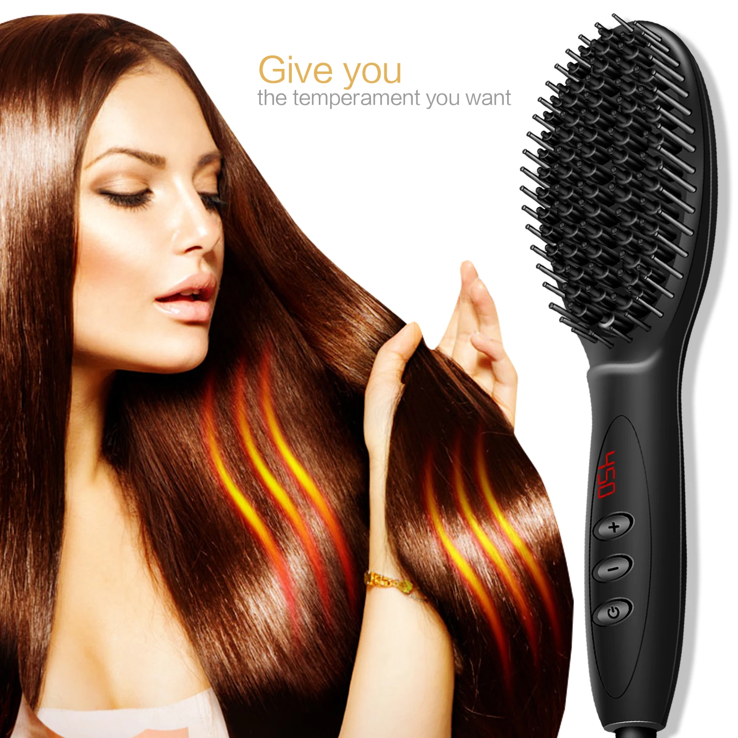 

Fast Heat Beard Straightener Straightening Flat Iron Negative Comb Ionic Hair Styling Tools Ceramic Hair Straightening Brush